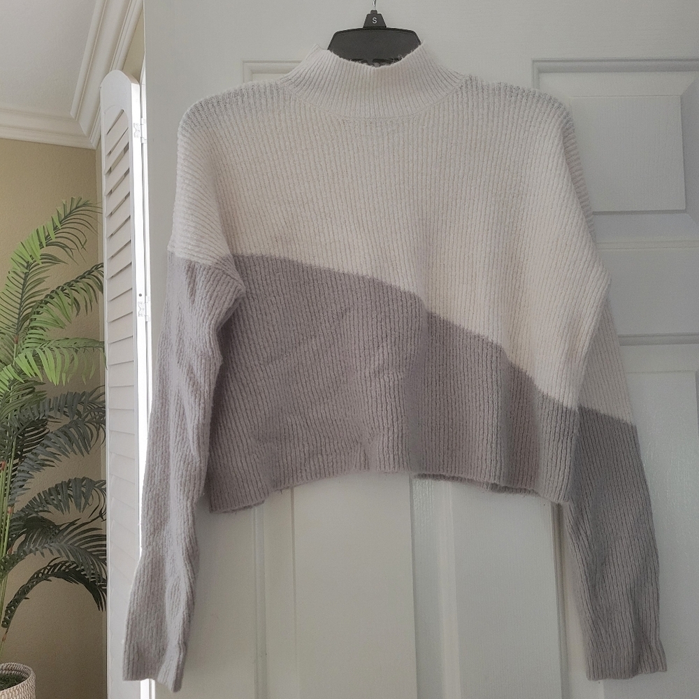 Planet Gold Colorblock High Neck Crop Sweater M